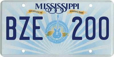 MS license plate BZE200