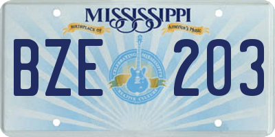 MS license plate BZE203