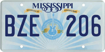MS license plate BZE206