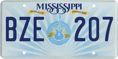 MS license plate BZE207