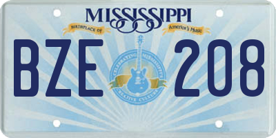 MS license plate BZE208
