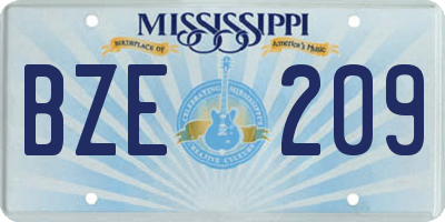 MS license plate BZE209