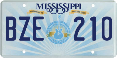 MS license plate BZE210
