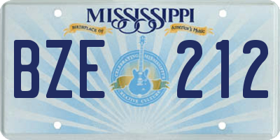 MS license plate BZE212