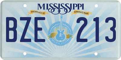 MS license plate BZE213