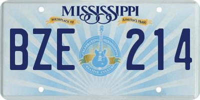 MS license plate BZE214