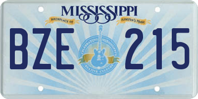 MS license plate BZE215