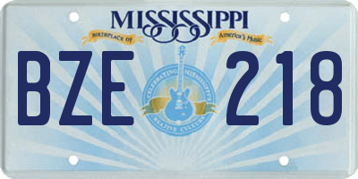 MS license plate BZE218