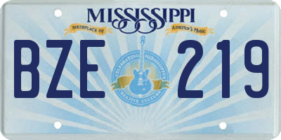 MS license plate BZE219