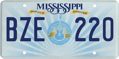 MS license plate BZE220