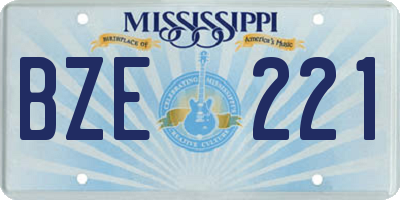MS license plate BZE221