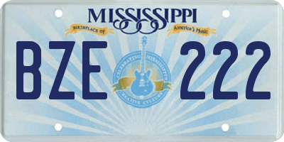 MS license plate BZE222
