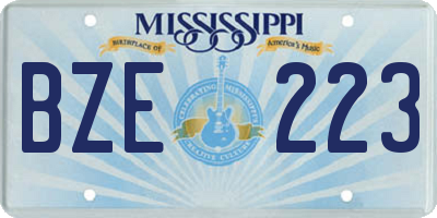 MS license plate BZE223