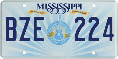 MS license plate BZE224