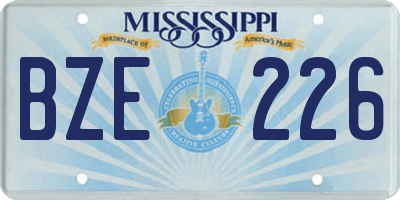 MS license plate BZE226