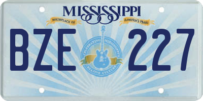 MS license plate BZE227