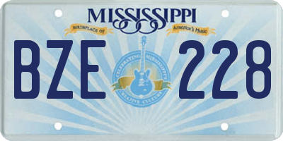 MS license plate BZE228
