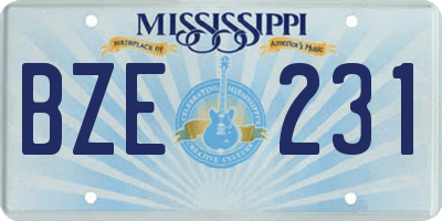 MS license plate BZE231