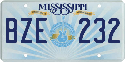 MS license plate BZE232