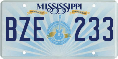 MS license plate BZE233