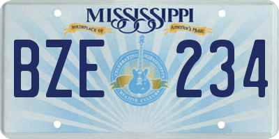 MS license plate BZE234