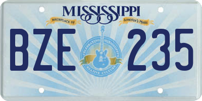MS license plate BZE235