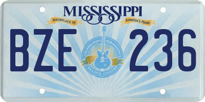 MS license plate BZE236