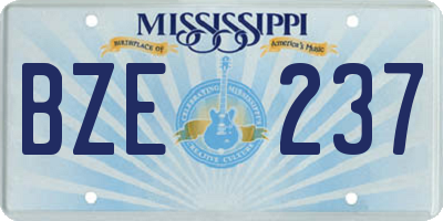 MS license plate BZE237
