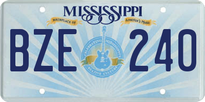 MS license plate BZE240