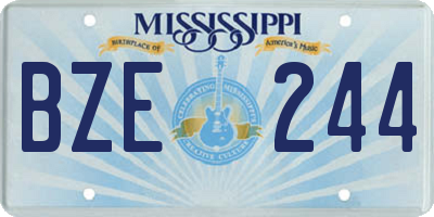 MS license plate BZE244