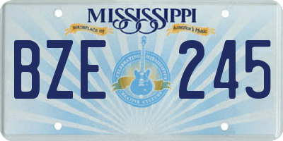 MS license plate BZE245