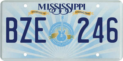 MS license plate BZE246