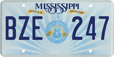 MS license plate BZE247