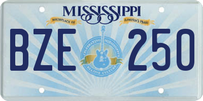 MS license plate BZE250