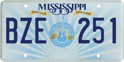 MS license plate BZE251