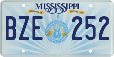 MS license plate BZE252