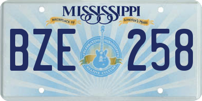 MS license plate BZE258