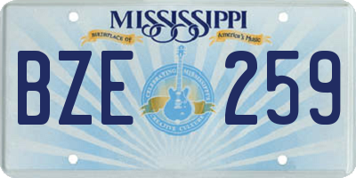 MS license plate BZE259