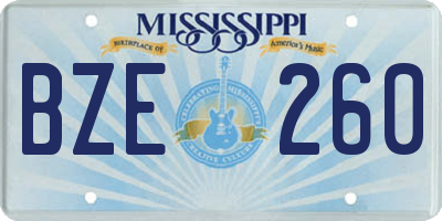 MS license plate BZE260