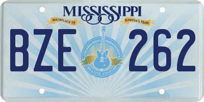 MS license plate BZE262