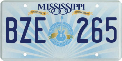 MS license plate BZE265