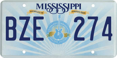 MS license plate BZE274
