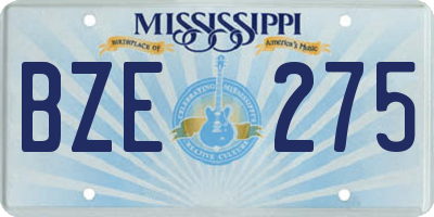 MS license plate BZE275