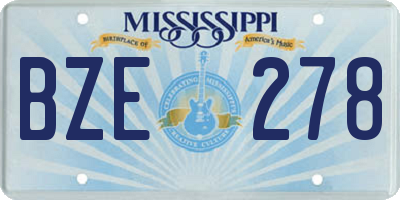 MS license plate BZE278