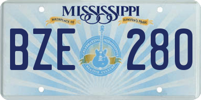 MS license plate BZE280