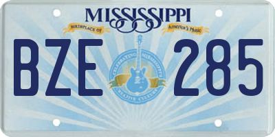 MS license plate BZE285