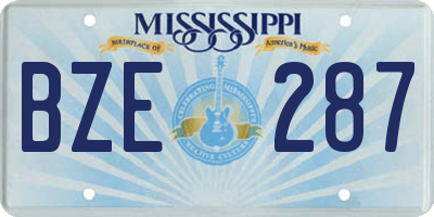 MS license plate BZE287