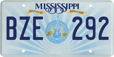 MS license plate BZE292