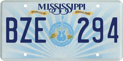 MS license plate BZE294