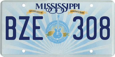 MS license plate BZE308